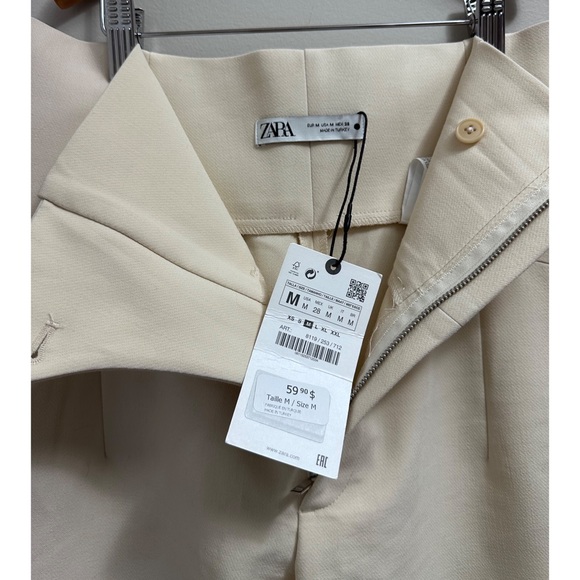 NWT Zara Cream High-waisted Dress Pants Medium - Picture 3 of 6